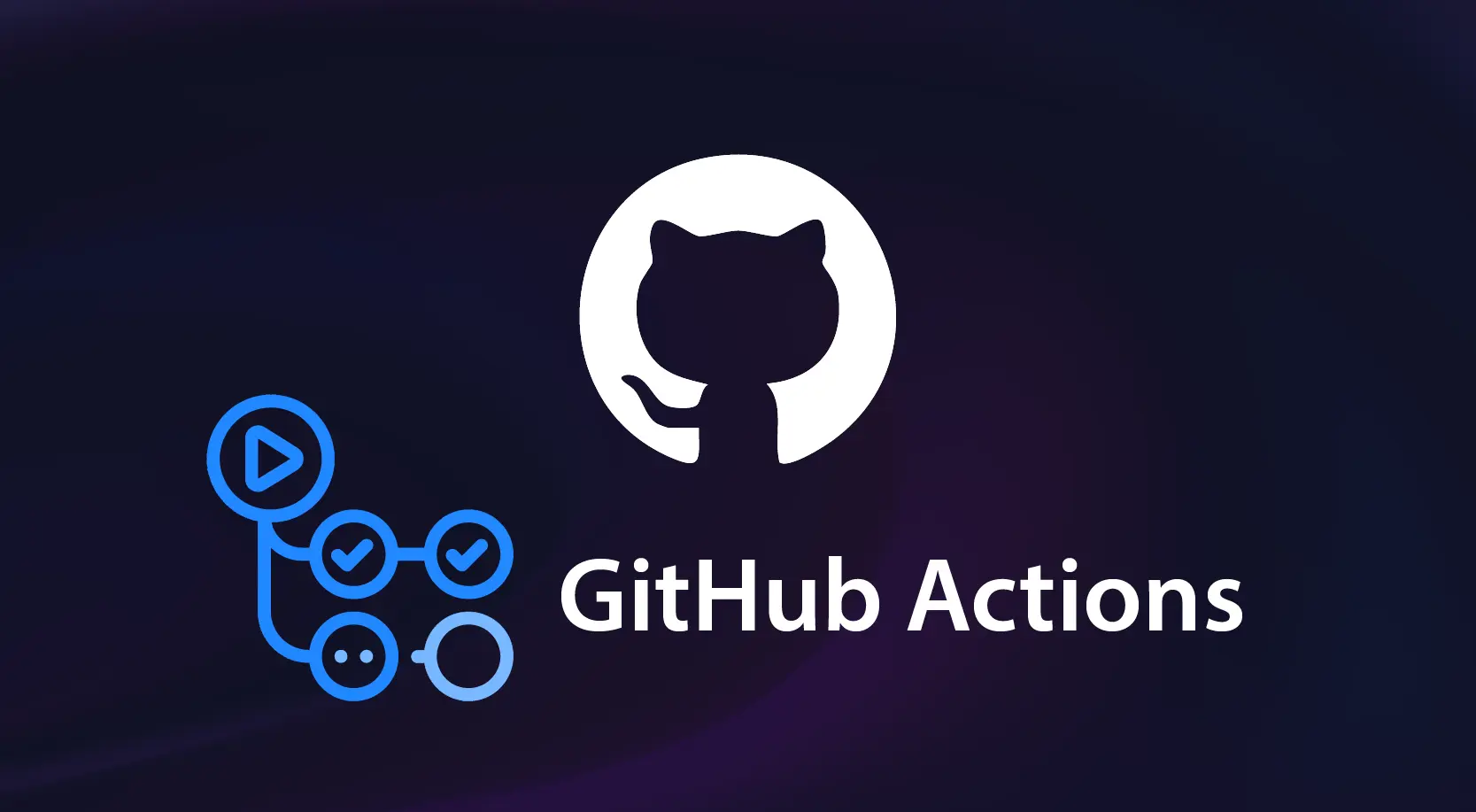The GitHub Actions logo: the GitHub octocat mark and a workflow graph next to the words GitHub Actions on a dark background